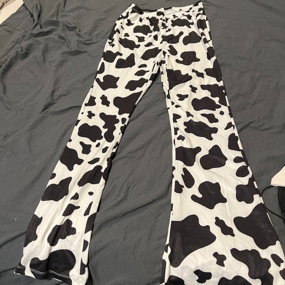 Cow Print Flare Pants